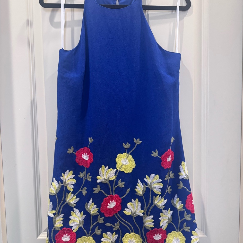 Floral Embroidered Blue Dress